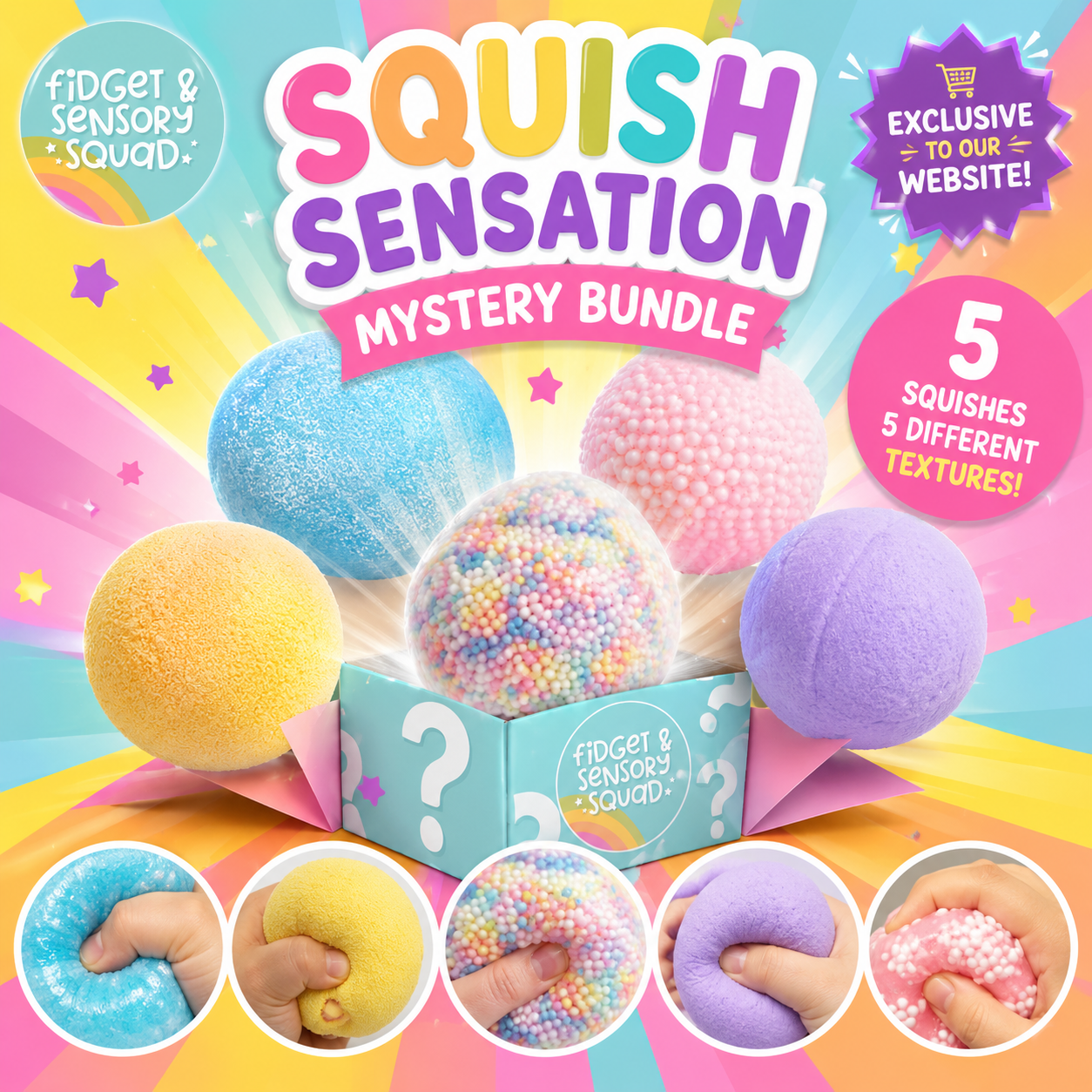 Squish Sensation Mystery Bundle – 5 Texture Surprise Pack
