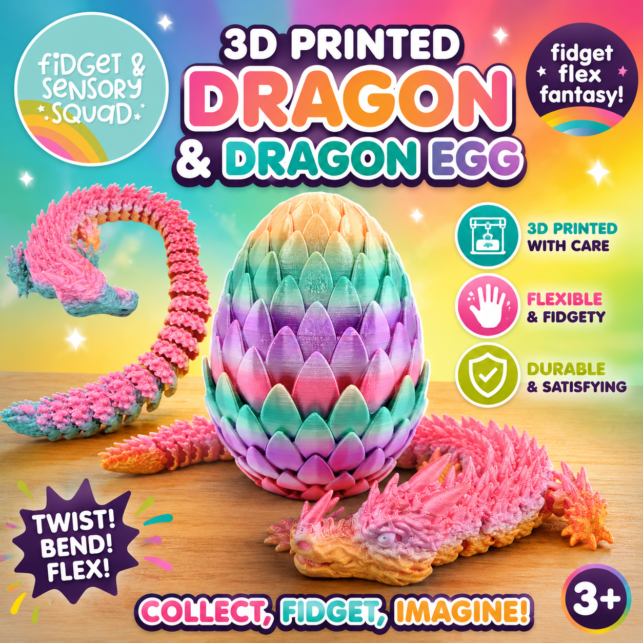 3D Printed Dragon & Dragon Egg