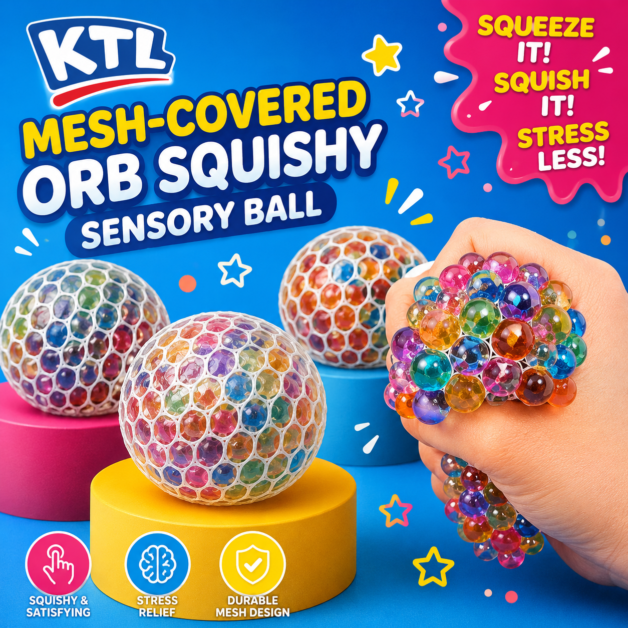 Mesh-Covered Orb Squishy Sensory Ball