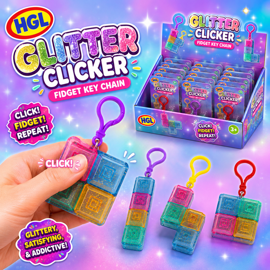 Glitter Clicker Fidget Key Chain