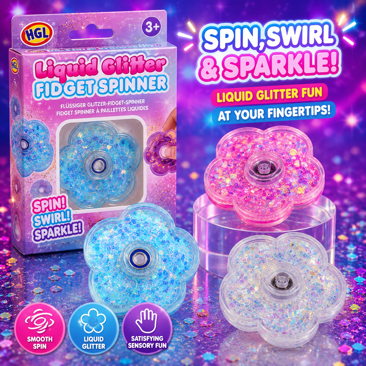 Glitter Liquid Filled Fidget Spinner