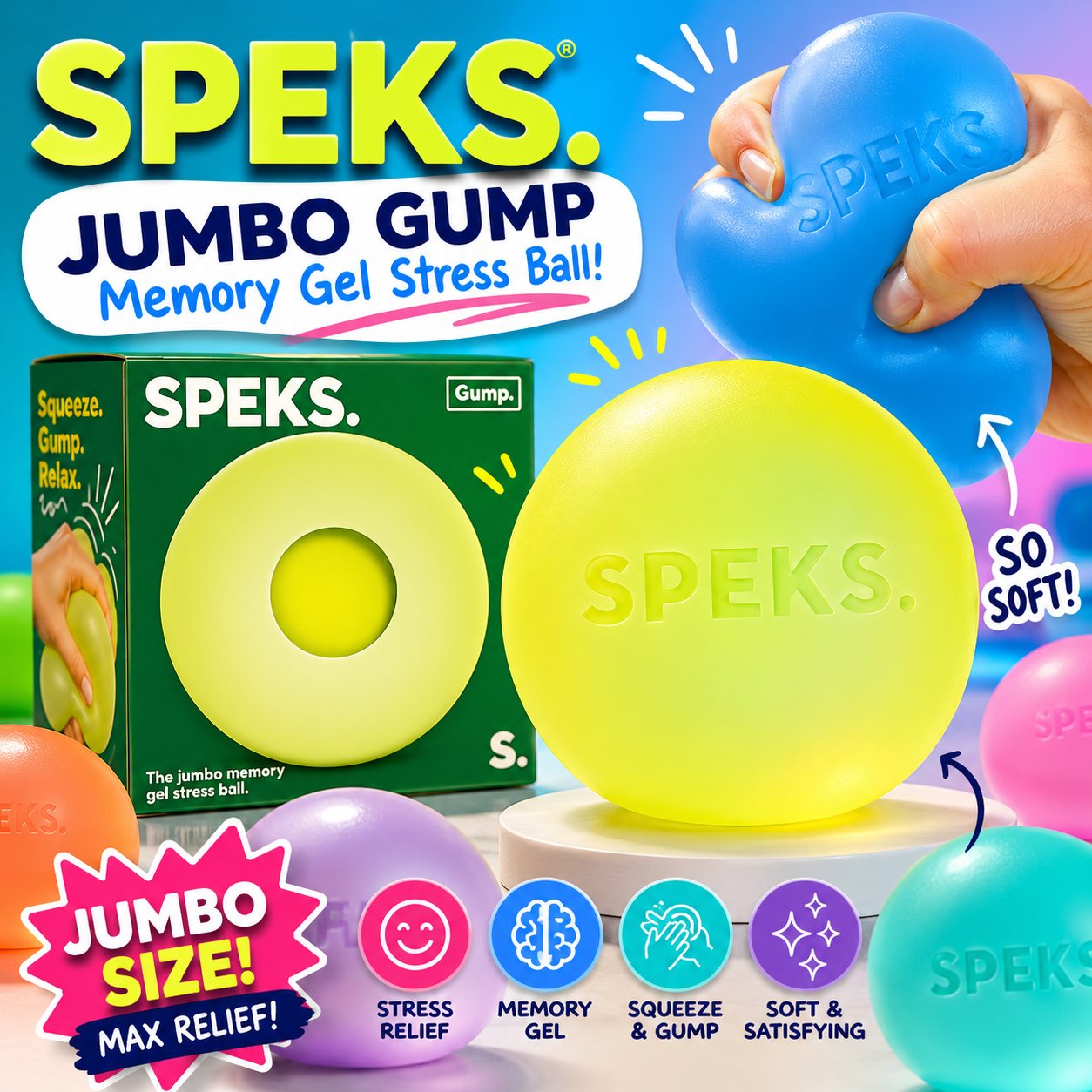Speks Jumbo Gump Memory Gel Stress Ball